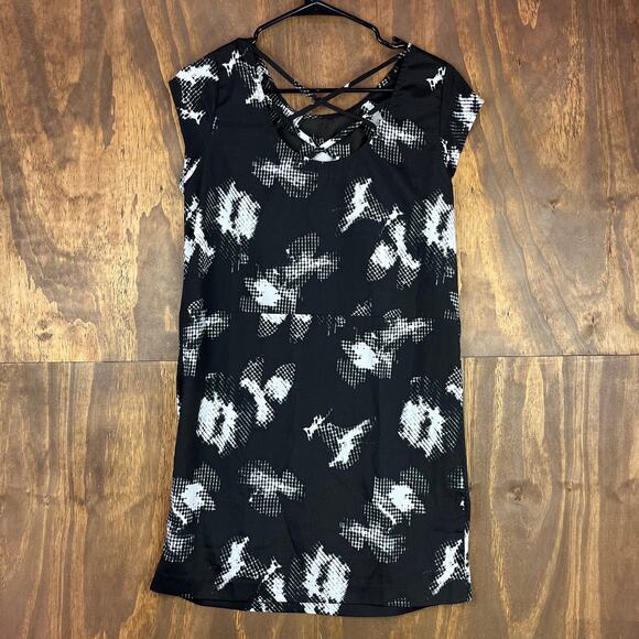 Anthropologie Silence + Noise Womens Dress Black White Geometric Shift Stretch M - Picture 9 of 11